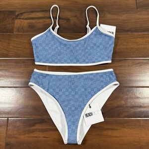 Beach Riot Size Large Blue Denim Daze 2 Piece Bikini Estelle Top & Hester Bottom